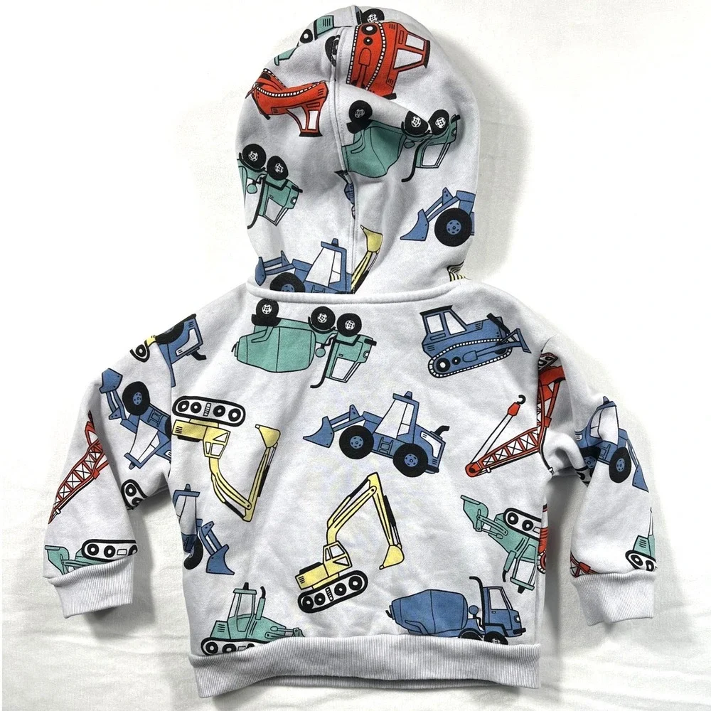 Baby Gap Construction Truck Hoodie Jogger Set 2 Years Gray Fleece Sweatsuit 2T